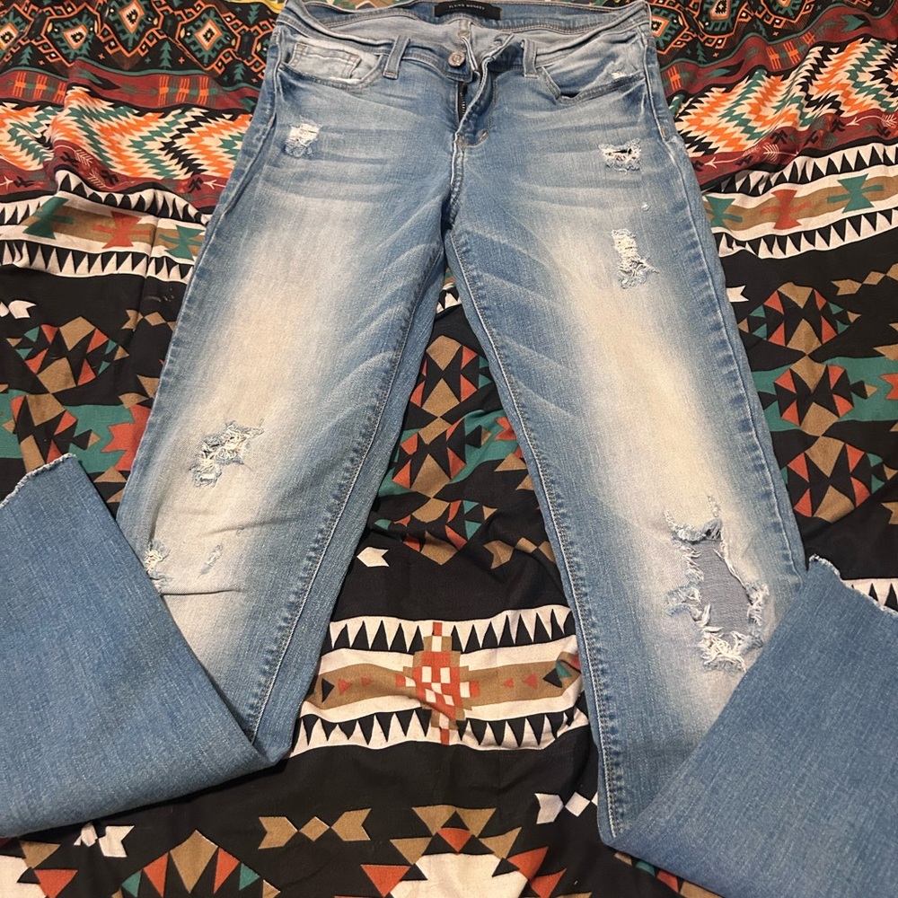 Flying Monkey Blue Straight Leg Jeans Distressed